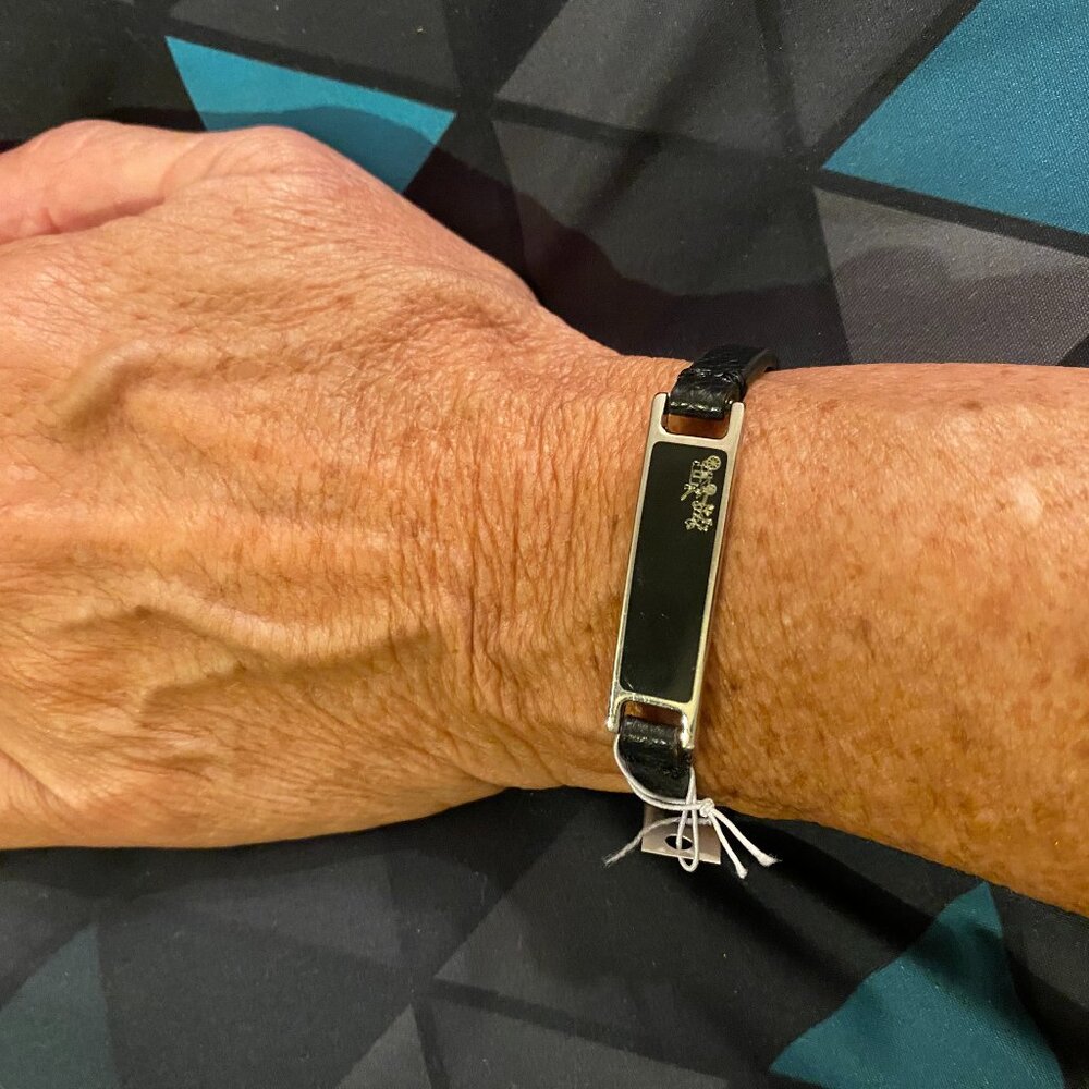Coach Black and Silver Leather Bracelet w/tag